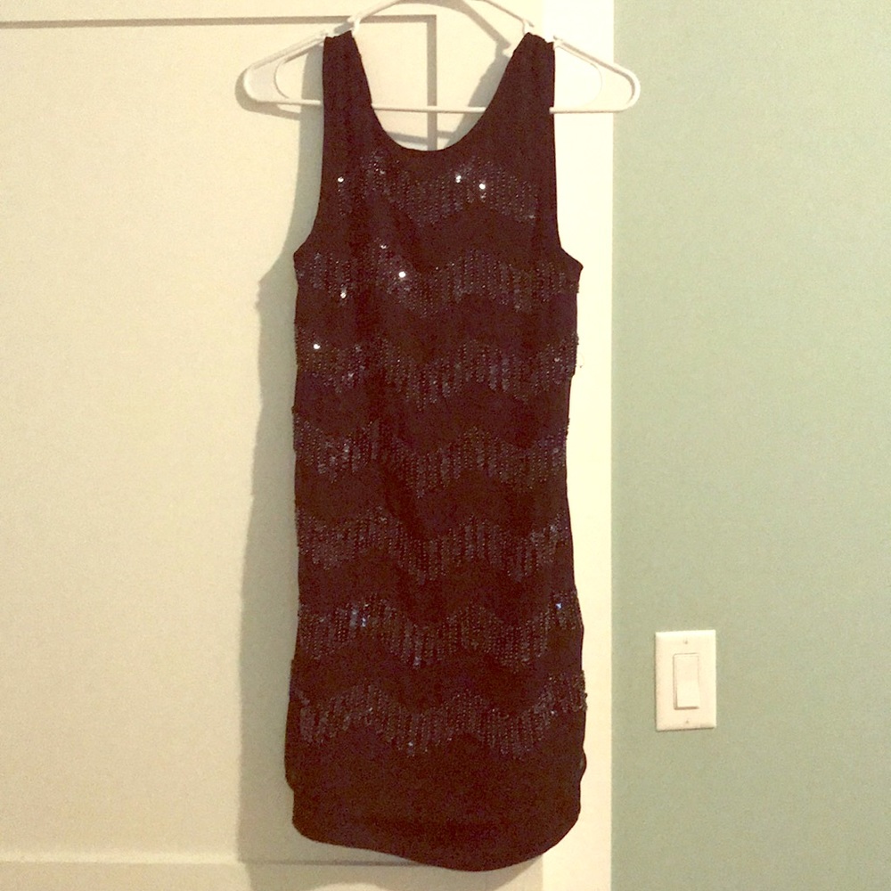 Black sequined mini dress